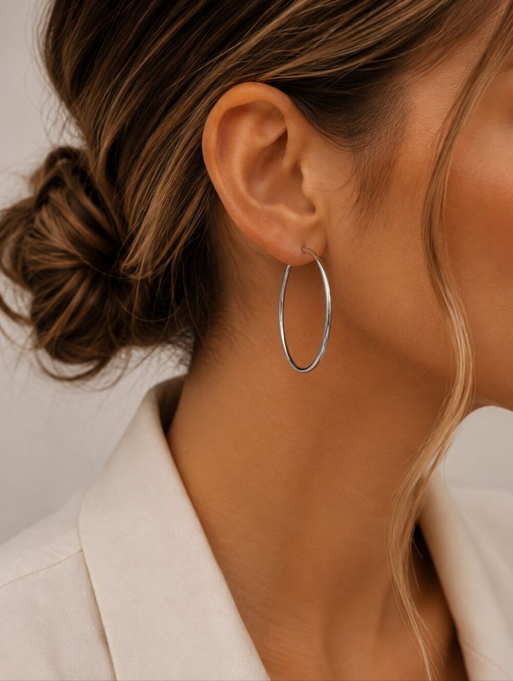 Michael Kors Silver Tone Hoop Earrings
